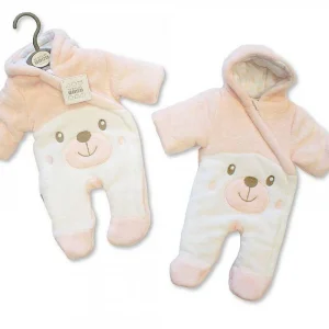 Baby Padded Snowsuit - Teddy - Pink - 3-6months