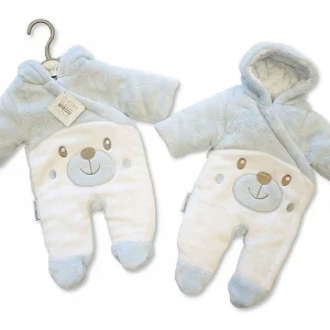 Baby Padded Snowsuit - Teddy - Sky - 3-6months