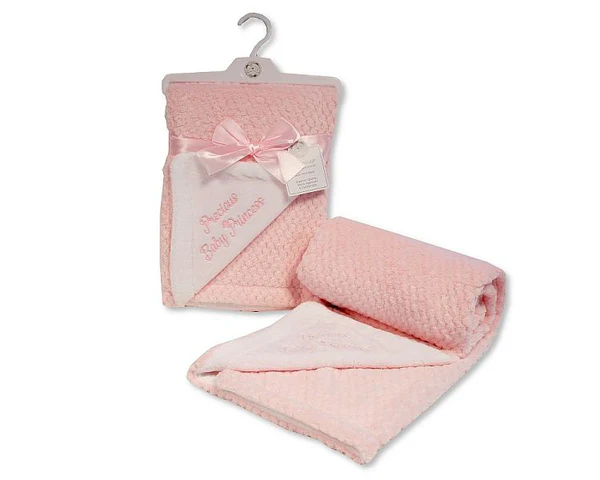 Layered Waffle Fleece Wrap with Embroidery - Precious Baby Princess