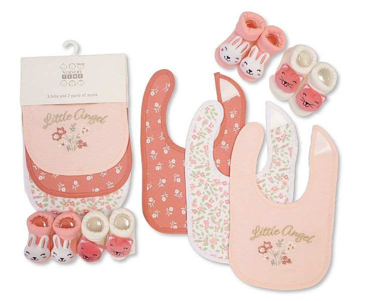 Baby Girls Bib and Socks Set – Little Angel