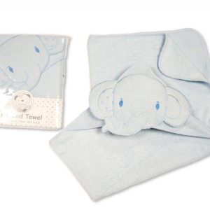 Baby Hooded Towel 100% cotton - 75 x 75cm – Elephant - Blue