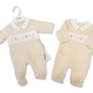 Baby Boys Jacquard All-In-One with Smocking - Space - 3-6months